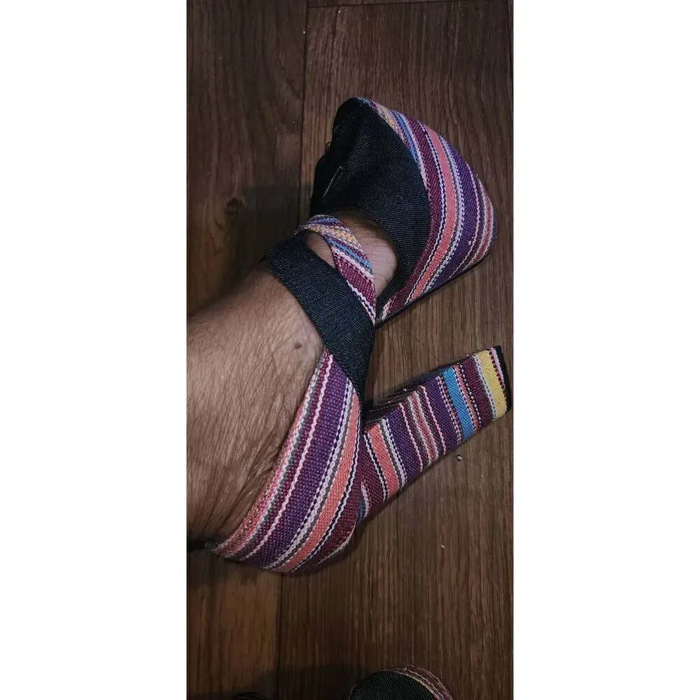 Fahrenheit Denim and Fabric Platform Heels